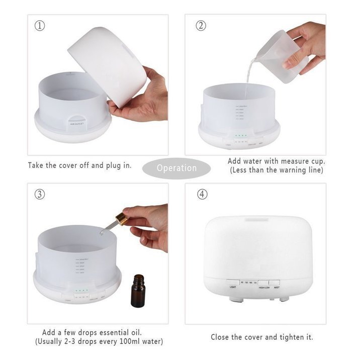 LOTOS 500ML Ultrasonic Mist Essential Oil Aromatherapy Humidifier,Perfect Christmas New Year Gift N4
