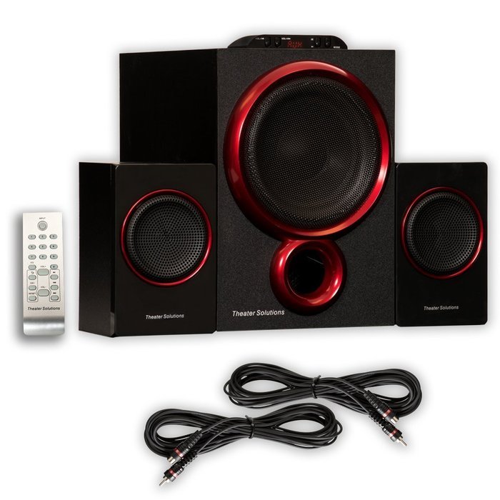 Theater Solutions TS212 Powered 2.1 Speaker System Multimedia with 2 Extension Cables