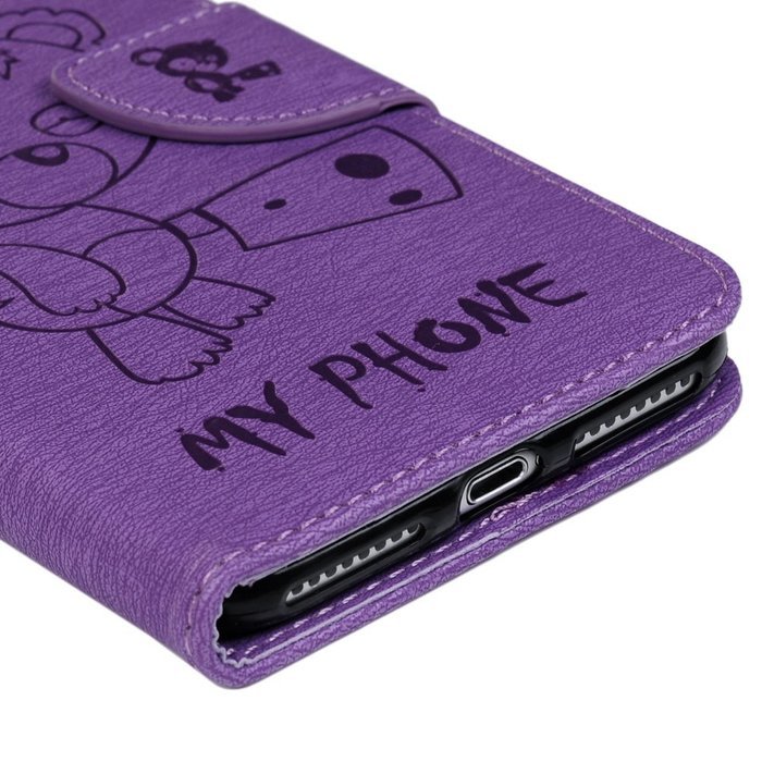 iPhone 7 Plus Case (5.5 inch) - Wallet Flip Stand Case Embossed Cute Bear PU Leather Case Shockproof TPU Inner... N15