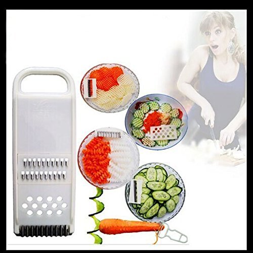 ASDOMO Handheld Multi Vegetable Slicer Grater Kitchen White Stainless Steel Blades Cutter Graters Julienne Slicers... N11