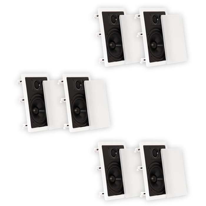 Theater Solutions CS6W In Wall 6.5" Speakers Surround Sound Home Theater 3 Pair Pack 3CS6W