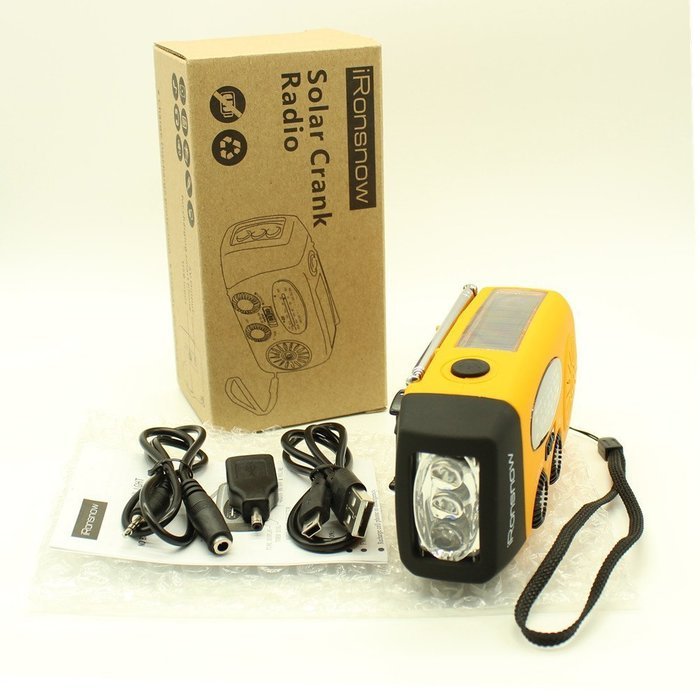 iRonsnow IS-088 Dynamo Emergency Solar Hand Crank Self Powered AM/FM/NOAA Weather Radio, LED Flashlight, Smart... N22