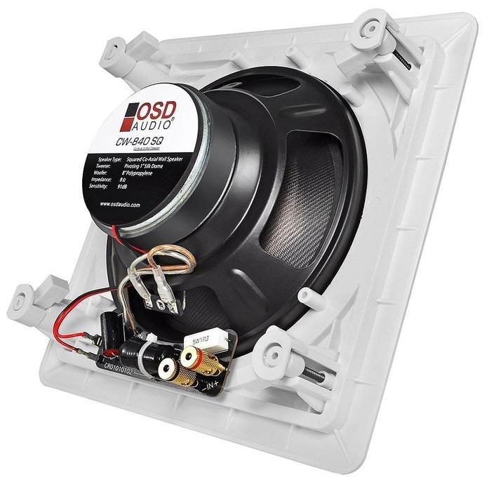 OSD Audio CW840SQ White 8-inch Poly Square In-Ceiling or In-Wall Speaker Pair