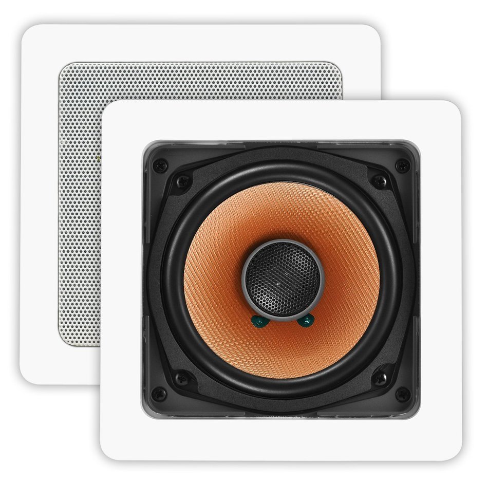 OSD Audio CW840SQ White 8-inch Poly Square In-Ceiling or In-Wall Speaker Pair N2