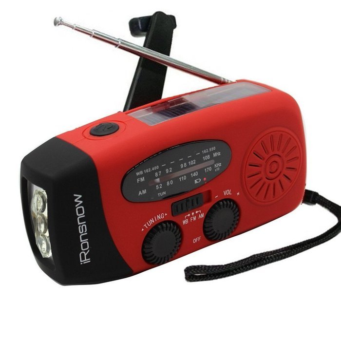 iRonsnow IS-088 Dynamo Emergency Solar Hand Crank Self Powered AM/FM/NOAA Weather Radio, LED Flashlight, Smart... N25
