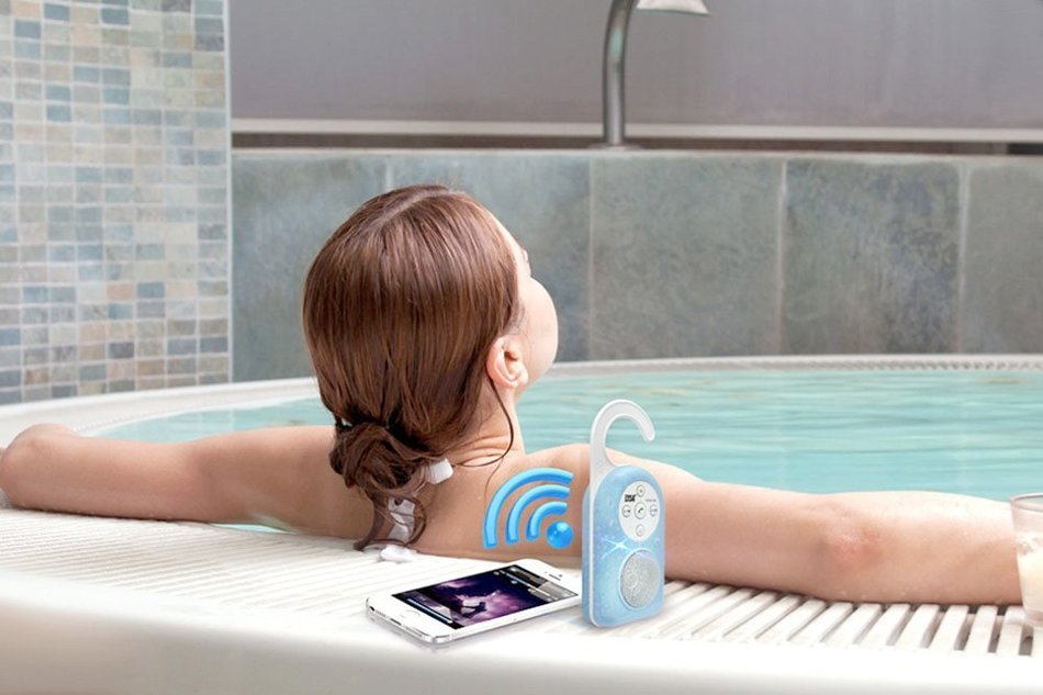 PYLE PWPBT10BK Bluetooth Wireless Waterproof Shower Speaker with Built-In Mic for Call Answering (Black)