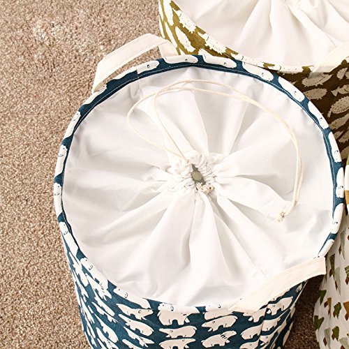 MuLuo Cotton Waterproof Beam Port Storage Barrels Laundry Basket Storage Basket Bucket opening&bear M N4