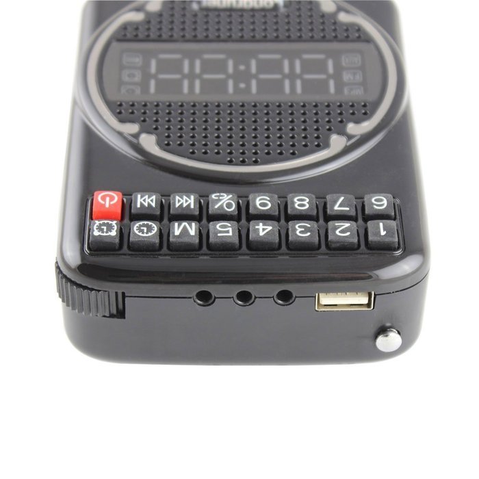 Longruner Portable Voice Amplifier Clock Fm USB Mini Megaphone Loudspeaker for Teacher,tour,sales(black)
