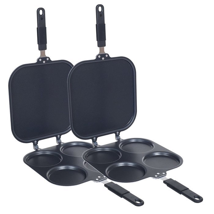 Perfect Pancake Maker Pans Set of 2 with Recipe Book Egg Sandwich Too