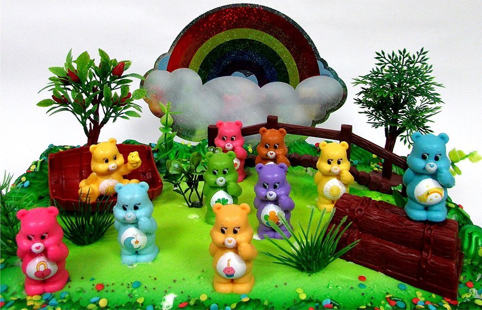 CARE BEARS 16 Piece Birthday CAKE Topper Set, Featuring 10 Care Bear Figures, Decorative Themed Accessories, Figures...