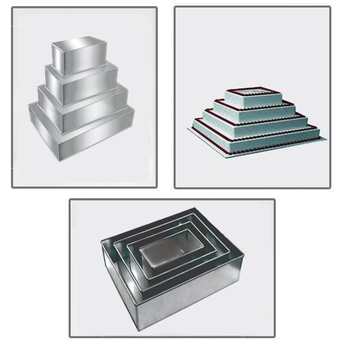 4 Tier Professional Rectangle Multilayer Birthday Wedding Anniversary Cake Tins Pans