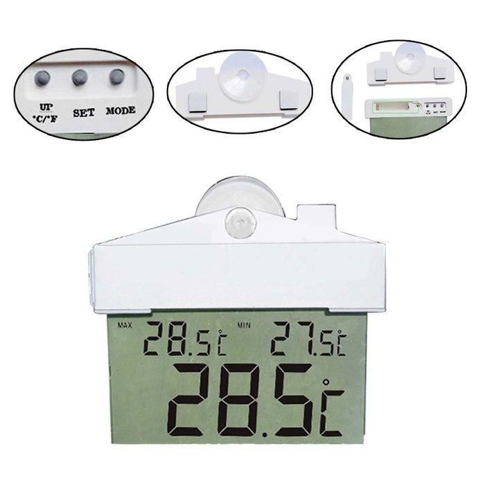 Balight NEW Adsorbable Indoor/Outdoor Thermometer Temperature Hygrometer Weather Station Digital LCD Window N5