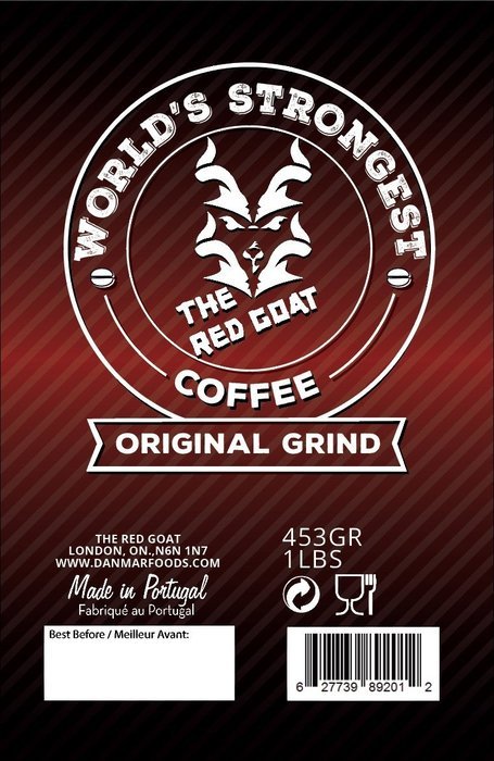 The Red Goat Original Ground Coffee, the World's Strongest Coffeend - 16 Ounce Bag (Original Grind) N3