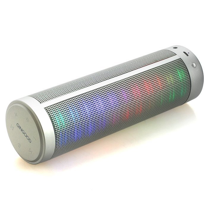 GINGOOD Touch Wireless Bluetooth V4.0 Portable Speaker with Colorful Pulsating LED Lights Silver N5