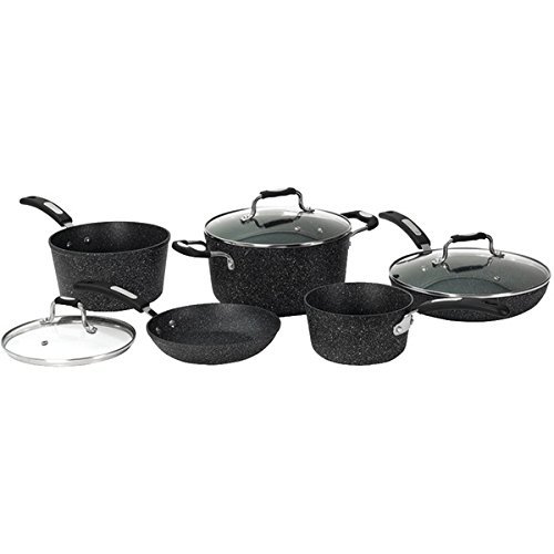 New THE ROCK by Starfrit 030930-001-0000 THE ROCK by Starfrit 8-Piece Cookware Set with Bakelite Handles
