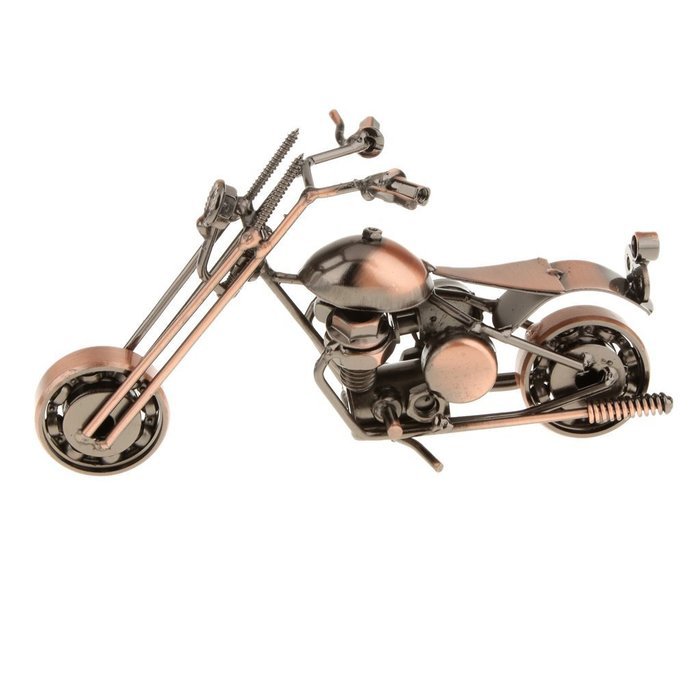 Handmade Wrought Iron Motorcycle Model Bronze Black#3 - Black N7