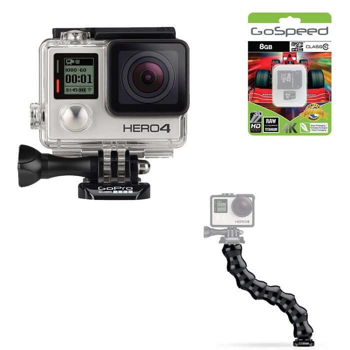 GoPro Hero4 Hero 4 12MP Full HD 4K 30fps 1080p 120fps Built-In Wi-Fi Waterproof Wearable Camera Black Adventure... N28