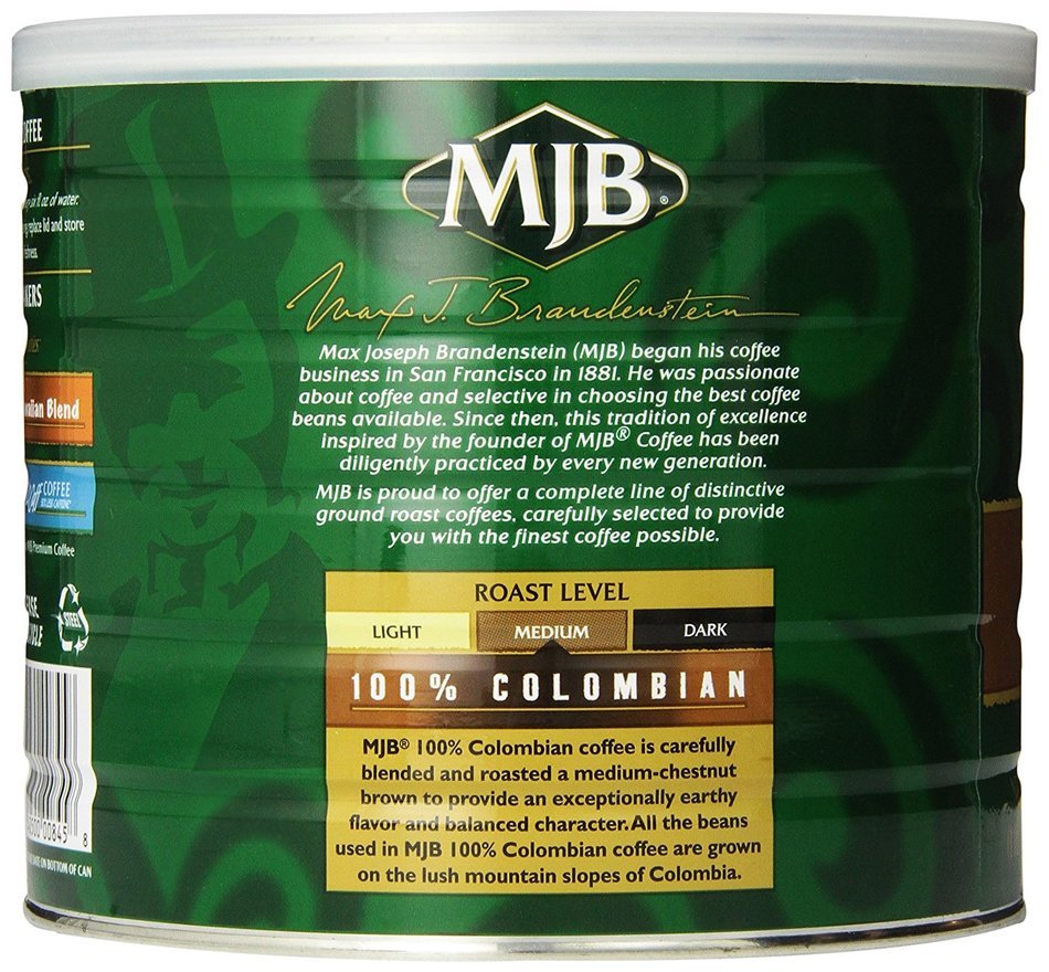 MJB Coffee 100% Colombian Ground, 23 Ounce N41