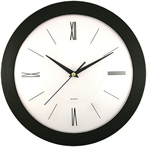 New TIMEKEEPER 6437 12" Round Roman Black Wall Clock