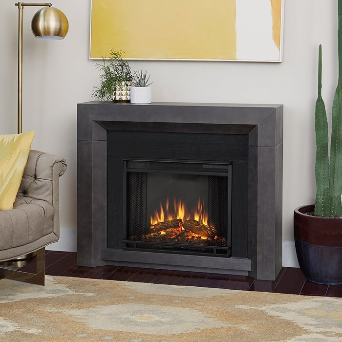 Real Flame 3001E-GRY Electric Hughes Fireplace, Medium, Gray