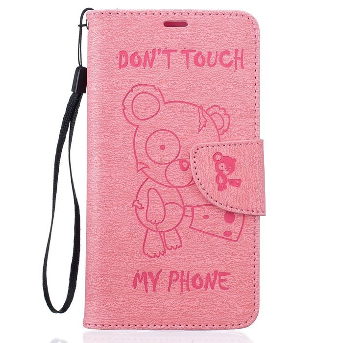 LG K10 Case, LG K10 Wallet Case,PHEZEN Cute Bear Don't Touch My Phone Design PU Leather Wallet Case Stand Flip... N33