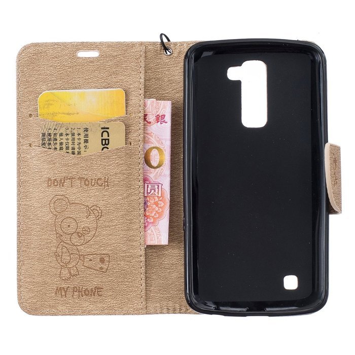 LG K10 Case, LG K10 Wallet Case,PHEZEN Cute Bear Don't Touch My Phone Design PU Leather Wallet Case Stand Flip... N44