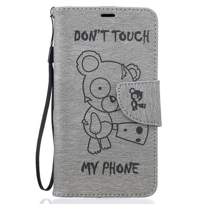 LG K10 Case, LG K10 Wallet Case,PHEZEN Cute Bear Don't Touch My Phone Design PU Leather Wallet Case Stand Flip... N51
