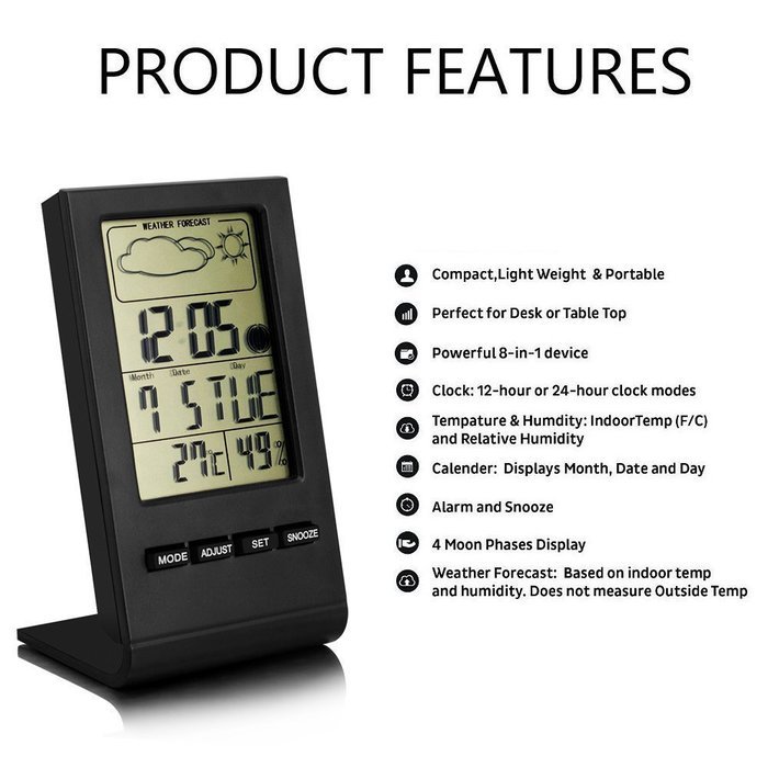 Indoor Temperature and Humidity Monitor, FeBite Thermometer and Hygrometer Gauge with LCD Display Weather Forecast... N6