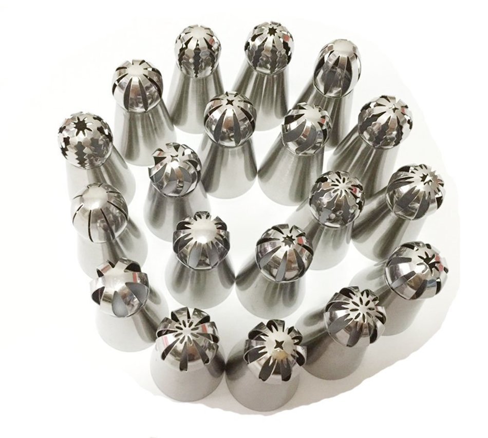 9Snail 19 pcs. Russian Stainless Steel Icing Piping Nozzles Sphere Ball Shape Pastry Tips Cake Decorating Decoration...