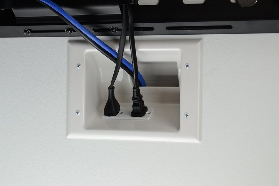 DataComm Electronics 45-0024-WH Recessed Pro-Power Kit with Duplex Receptacle and Straight Blade Inlet N7