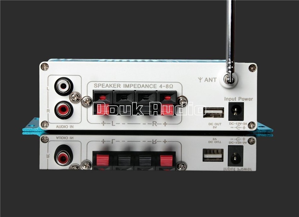 Douk Audio Bluetooth Digital HiFi Stereo Power Amplifier Bass Auto Car Audio Amp USB MP3 FM (Blue) N4