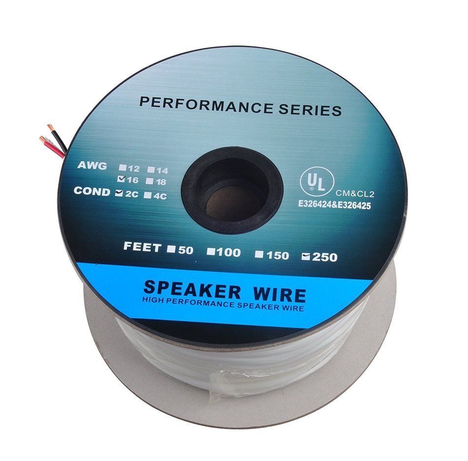 C&E 250 Feet 14AWG CL2 Rated 2-Conductor Loud Speaker Cable (For In-Wall Installation) N14