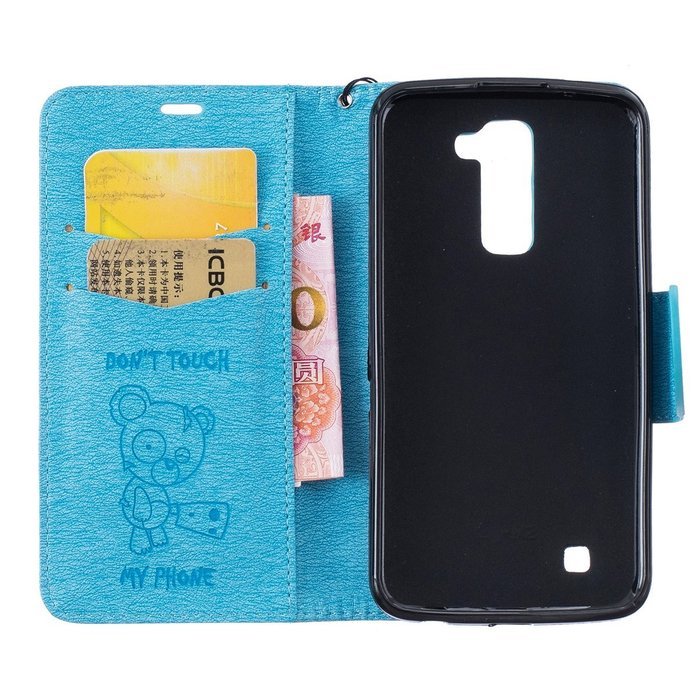 LG K10 Case, LG K10 Wallet Case,PHEZEN Cute Bear Don't Touch My Phone Design PU Leather Wallet Case Stand Flip... N66