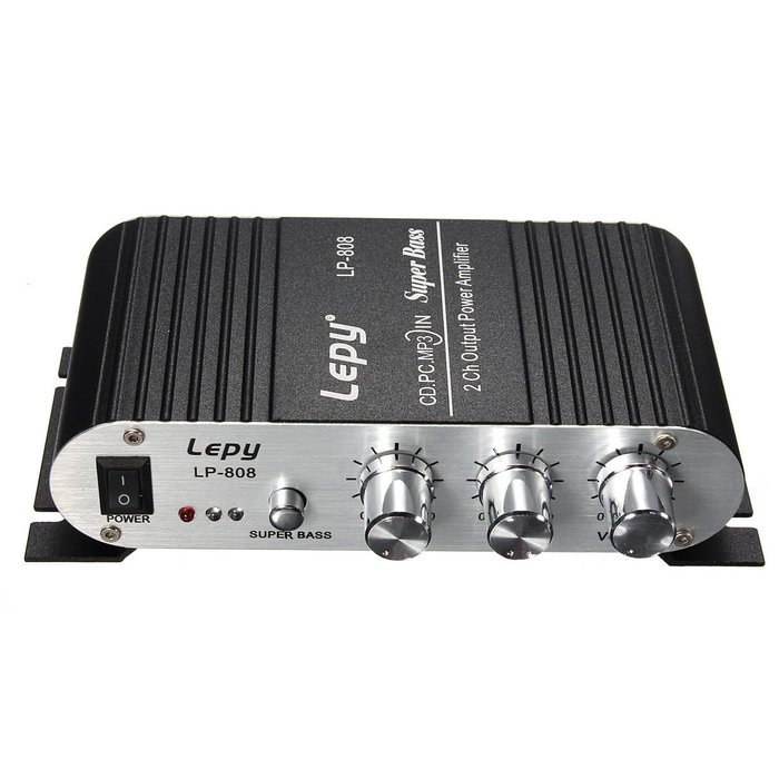AMPLIFIER - LEPY MINI CAR HOME STEREO HI FI AMPLIFIER 2 CHANNEL FOR IPOD MP3 PC DVD CD 12V