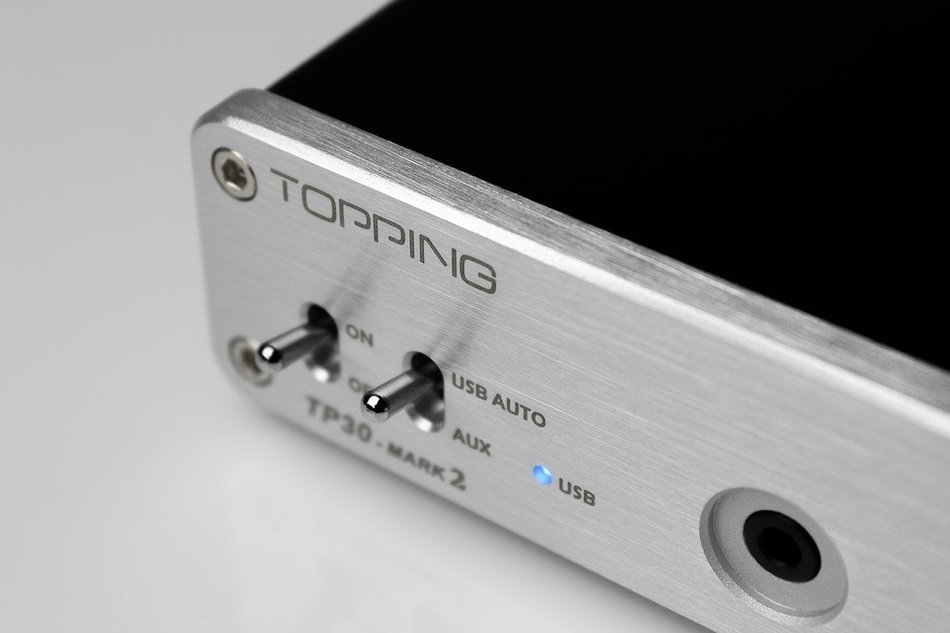 TP30-MK2 Digital Hi-Fi Power Stereo Subwoofer Amplifier 16bit/48kHz USB DAC Headphone Amp (Silver) N3
