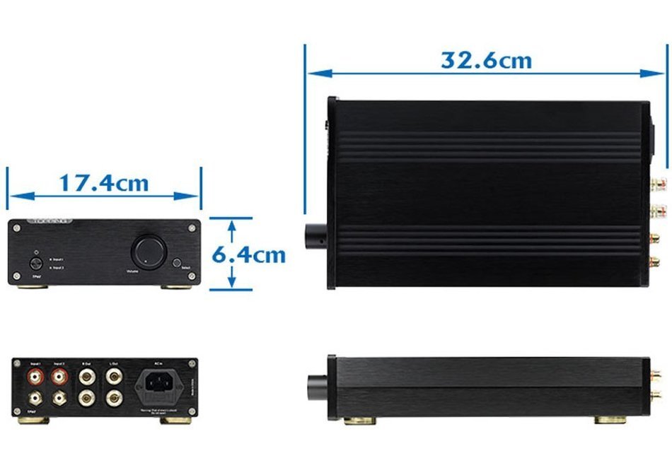TP30-MK2 Digital Hi-Fi Power Stereo Subwoofer Amplifier 16bit/48kHz USB DAC Headphone Amp (Silver) N4