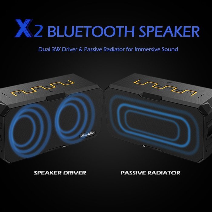 Waterproof Sport Speaker, Arealer Climber Bluetooth Portable Wireless Speaker, Strong Bass Built in 2600mAh Emergency... N7