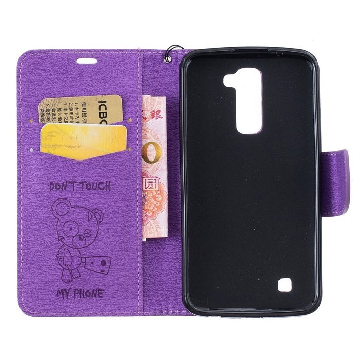 LG K10 Case, LG K10 Wallet Case,PHEZEN Cute Bear Don't Touch My Phone Design PU Leather Wallet Case Stand Flip... N97