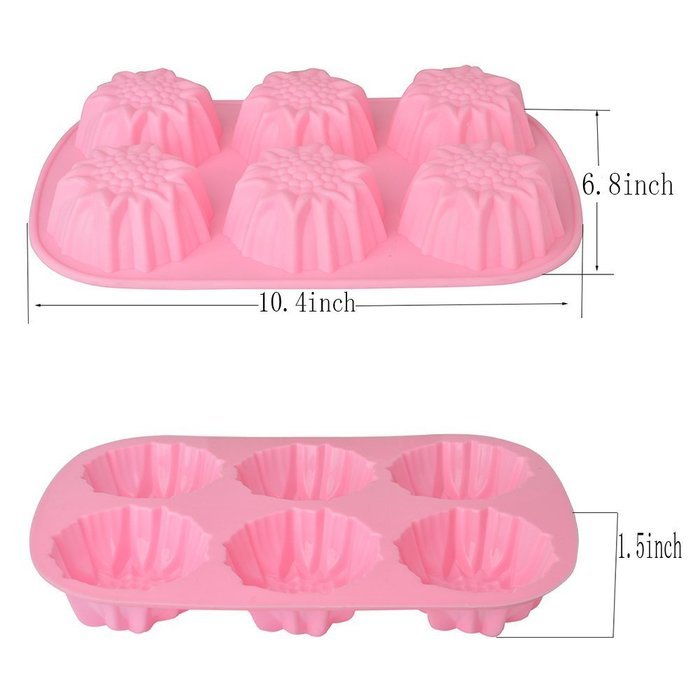EVTECH(TM) 6 Cavity Sunflower Style Silicone Gel Non Stick Cake Bread Mousse Biscuit Ice Pudding Mold Chocolate... N3