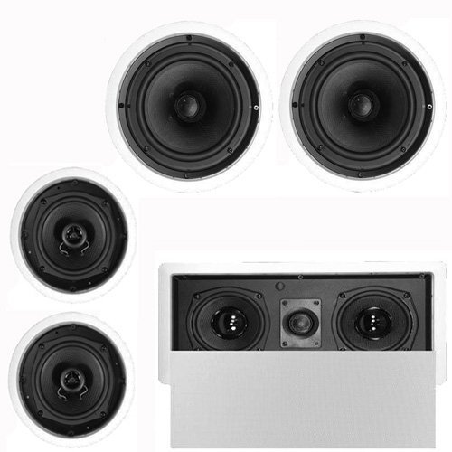 Theater Solutions 5.1 Home Theater 4 Speaker Set with Center, 12" Powered Sub and More TS5C6CL51SET7 N2
