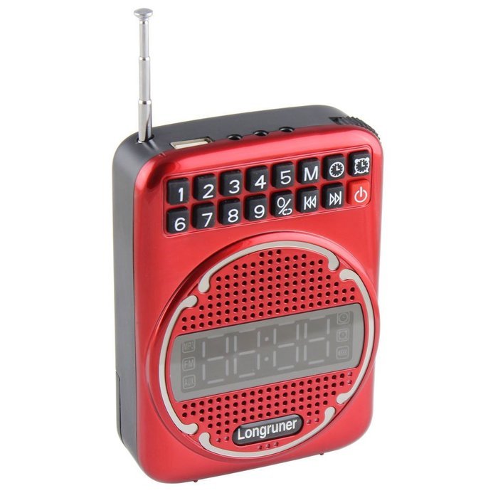 Longruner Portable Voice Amplifier Clock Fm USB Mini Megaphone Loudspeaker for Teacher,tour,sales(black) N4