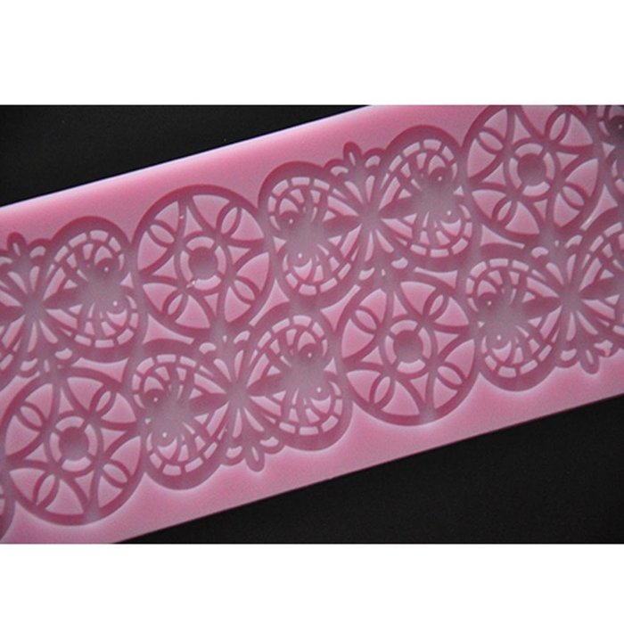 FOUR-C Decorating Supplies Impression Lace Pad Silicone Mat for Cake Making Color Pink N3