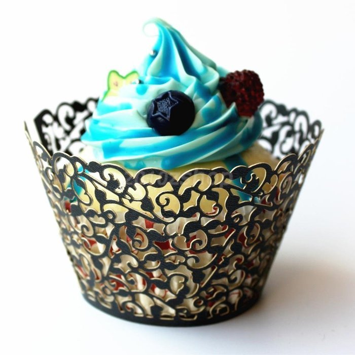 Yansanido 12 set pink Filigree Artistic Bake Little Vine Lace Laser Cut Cupcake Wrapper Cup Muffin Case Trays... N6