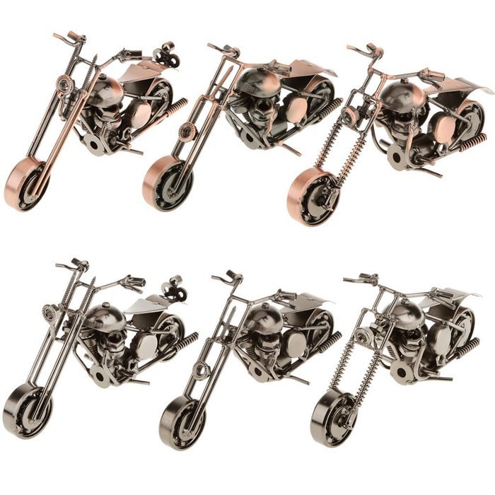 Handmade Wrought Iron Motorcycle Model Bronze Black#3 - Black N10