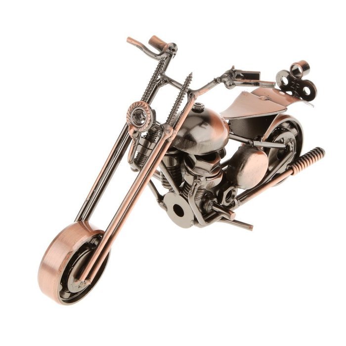 Handmade Wrought Iron Motorcycle Model Bronze Black#3 - Black N11