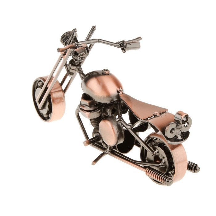 Handmade Wrought Iron Motorcycle Model Bronze Black#3 - Black N13
