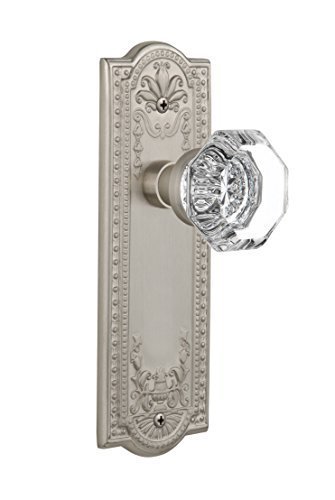 Nostalgic Warehouse Meadows Plate with Waldorf Crystal Knob, Passage - 2.375, Satin Nickel by Nostalgic Warehouse