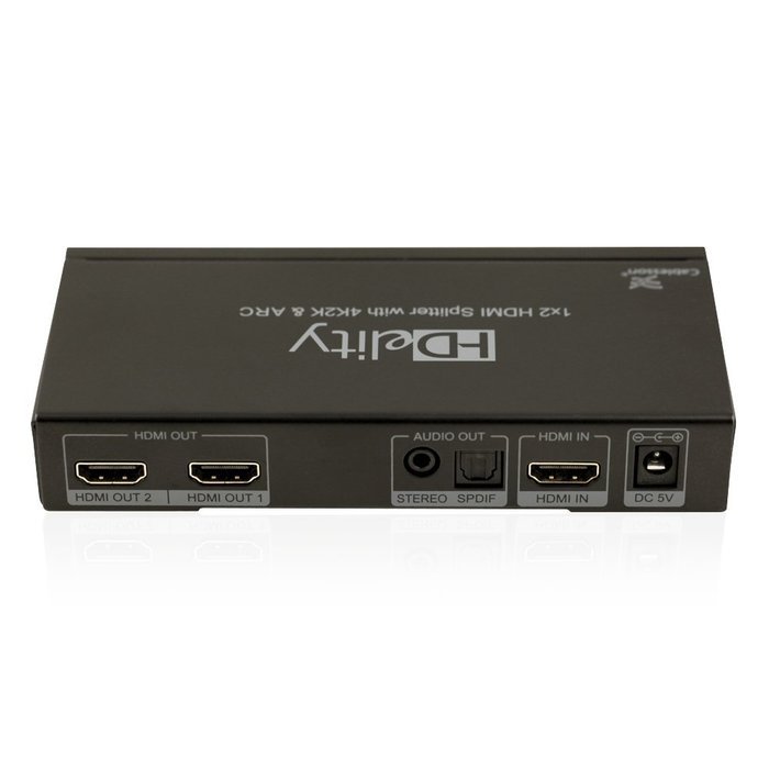 HDelity HDMI Splitter 1x2 4K2K with Audio (1 input 2 outputs) - 3D, EDID, IR, v1.4 - Active Amplifier - 1080p...