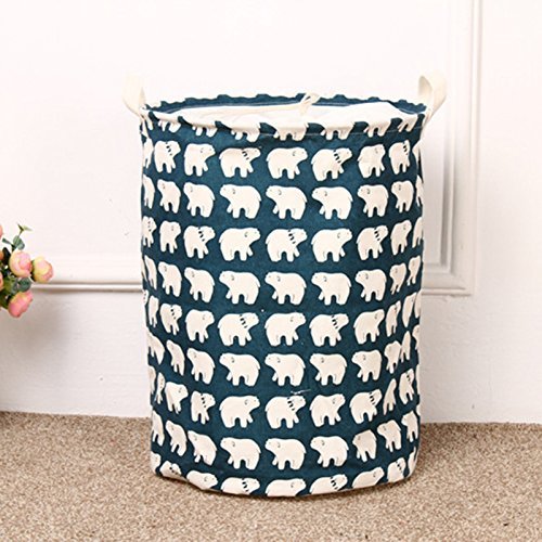 MuLuo Cotton Waterproof Beam Port Storage Barrels Laundry Basket Storage Basket Bucket opening&bear M N5