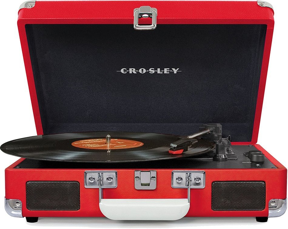 Crosley CR8005D-PI Cruiser Deluxe Portable 3-Speed Turntable with Bluetooth, Pink N25